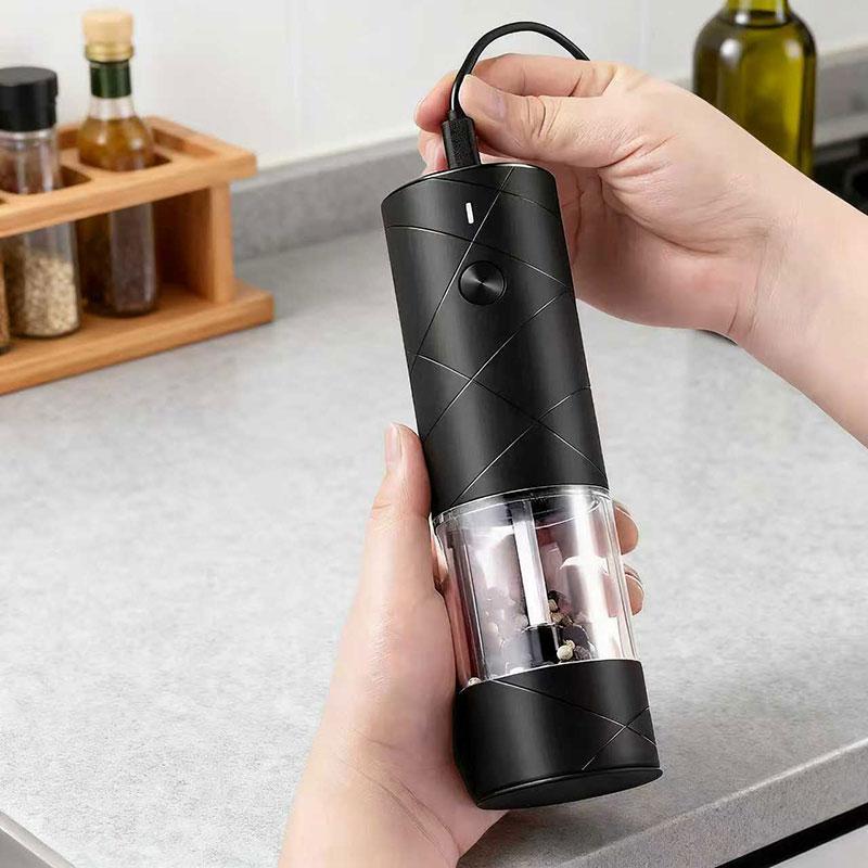 2025 NEW Electric Grinder Pepper Seasonings Spices Grain Mill Salt Shaker LED Light É Modes Kitchen Cooking Tool 1pc