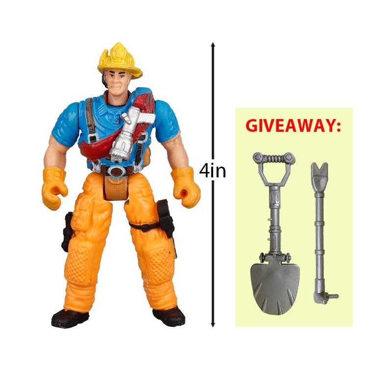4 Zoll Feuerwehrleute Feuerwehrmann Actionfiguren Arbeiter Männer Soldat Spielset Modell Spielzeug Figur Werkzeug für Kinder Jungen Kind Weihnachtsgeschenk