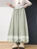 Lace Patchwork Lantern Pants - Spring/Summer Academy Style, Ice Silk, Wide-Leg Skirt Pants, Slimming Bud-Shaped Design.