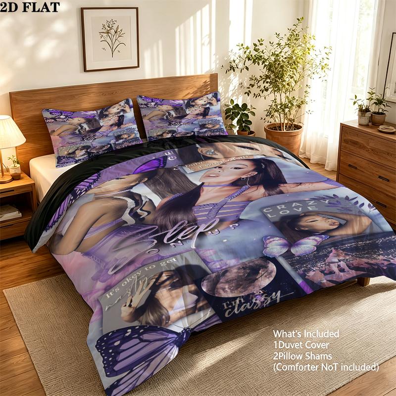 Ariana Grande Bedding Quilt Set Quilt Cover Pillowcase Home Decoration Birthday Gift (1 * duvet cover + 2 * pillowcase, without core)