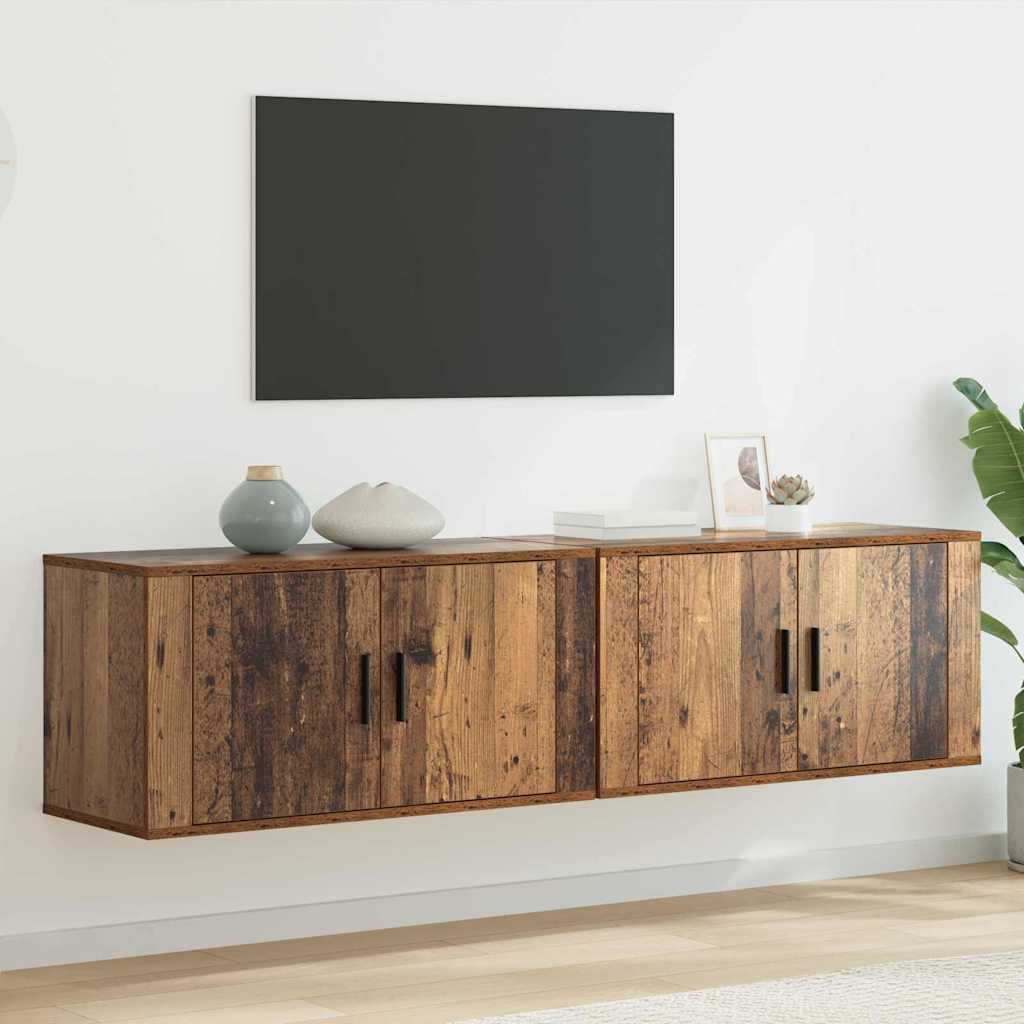 Wall Mounted TV Cabinet Set 2 pcs Reclaimed Wood Look 80 x 34.5 x 40 cm