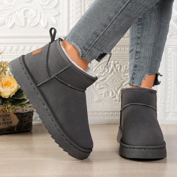 2025 winter new short tube large size snow boots women's thick-soled piled thickened warm non-slip cotton shoes foreign trade