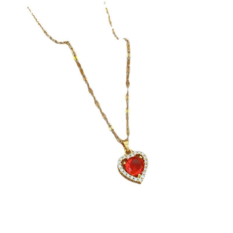 Light Luxury Super Fairy Love Micro Inlaid Real Gold Necklace Female Transfer Bead Collarbone Chain With Jewelry