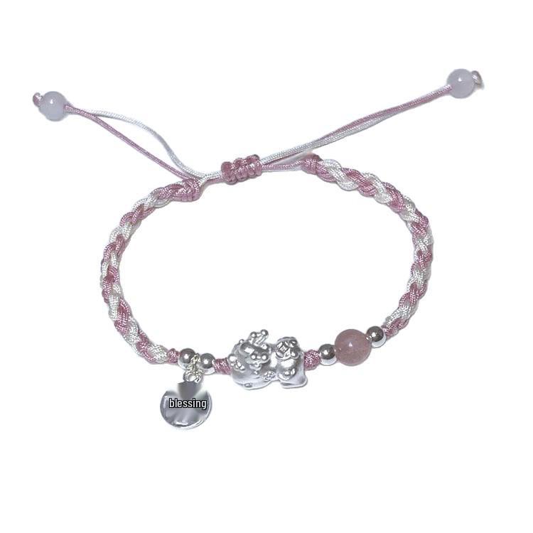 999er Sterling Silber Pixiu Glücksbringer Armband: Zodiac-inspirierte Reichtums- & Glücksperlen an rotem Band für Männer & Frauen