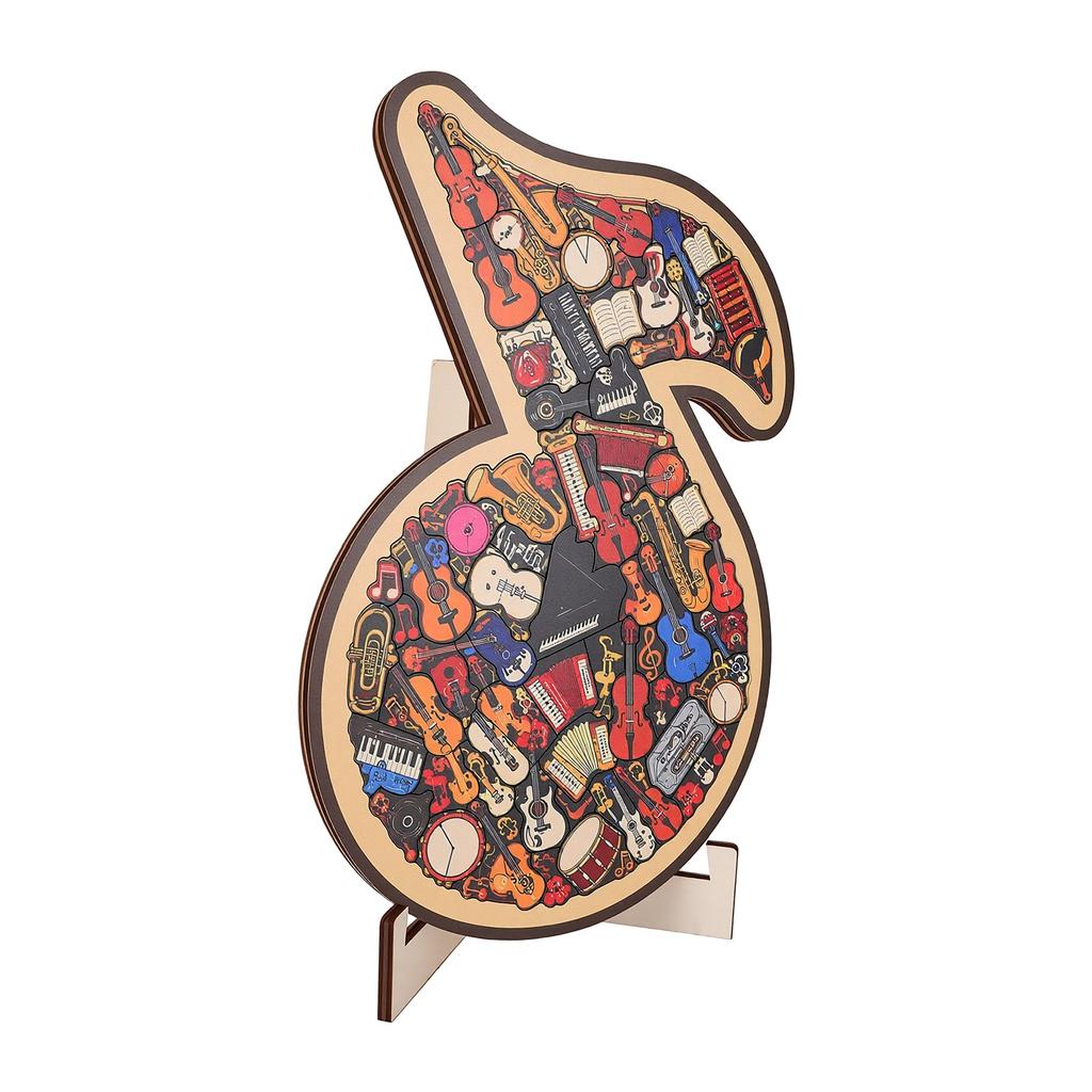 67 Pcs Musical Note Instrument Jigsaw Puzzle Ornament 3D Wooden Music Note Puzzle Decor B Type