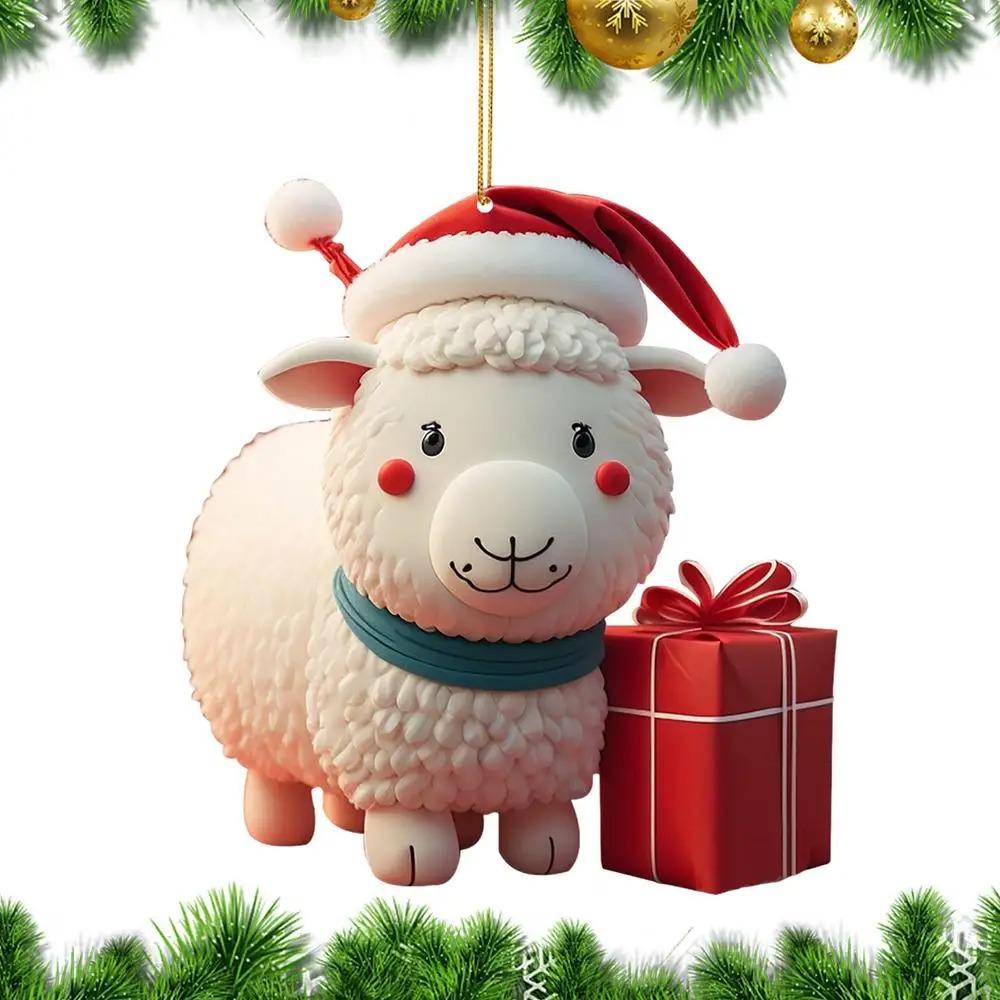 Swing Animal Goat Hanging Pendants Cartoon Goat Xmas Tree Ornament  for Cars Backpacks
