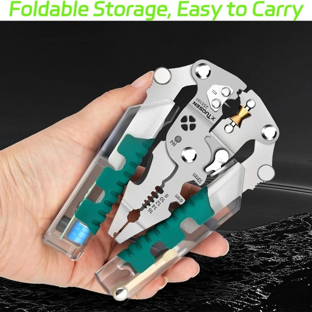 8-in-1 Electrical Pliers with Voltage Tester Multifunction Wire Stripper & Crimper Tool & Electricity Measurement, Ergonomic Grip