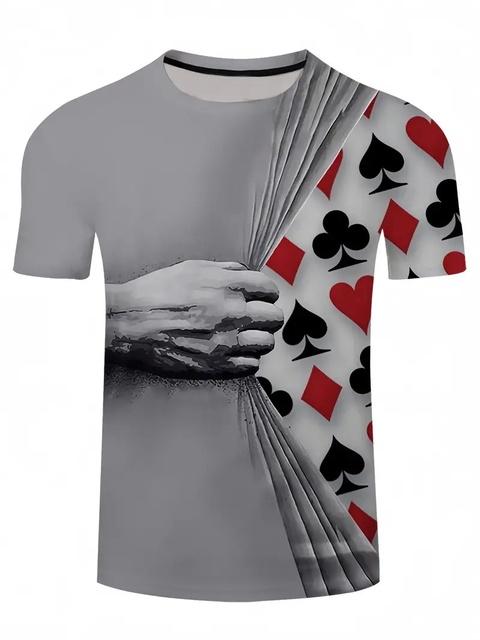 New 3D Poker King Pattern Casual Short Sleeve T-shirt Men's Comfortable T-shirts Streetwear