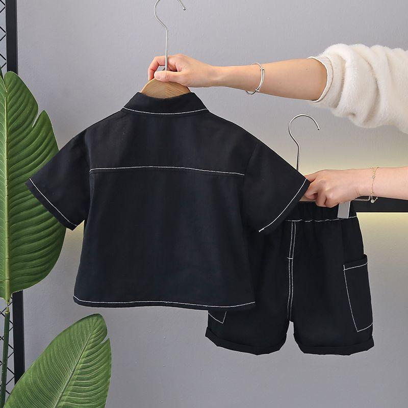 Boy Labor Clothing Short Sleeved Set Summer Clothing Korean Children's Trendy Shirt Summer Fashion