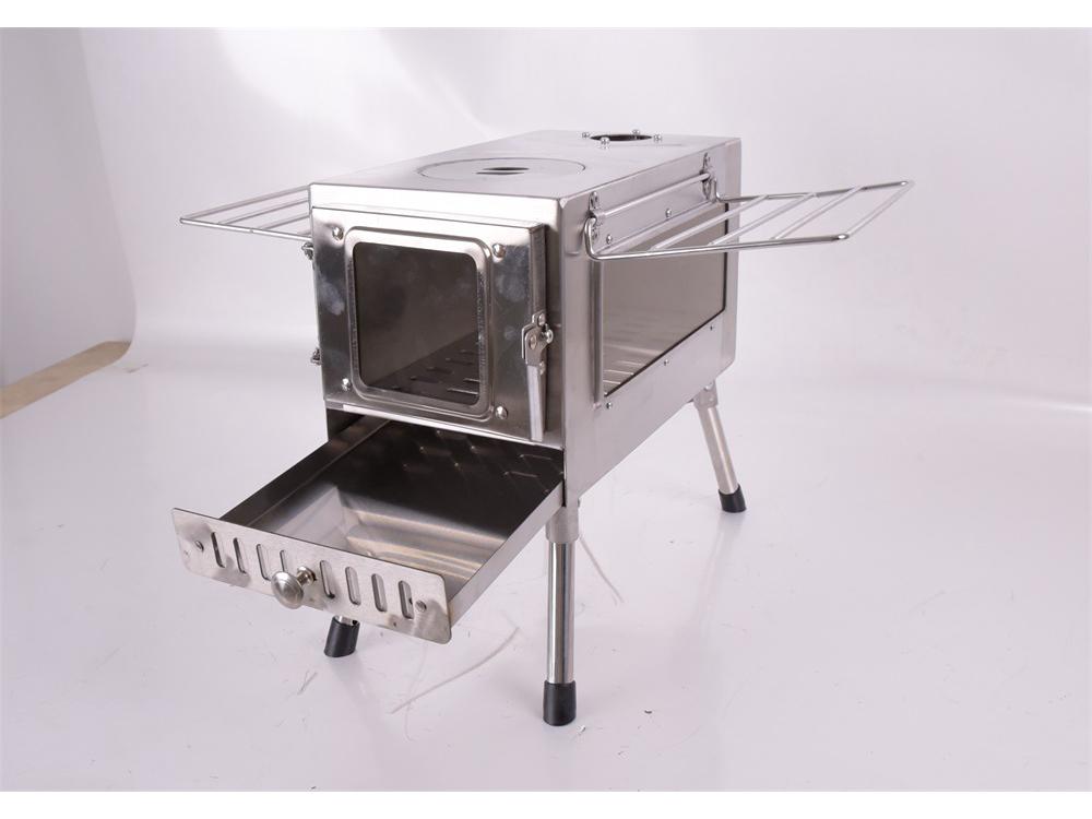 Outdoor Camping Stainless Steel Folding Wood Stove - Tent Heating, Lighting, Picnic - Cross-border Tourism