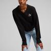 Puma T7 Knitted V-Neck Crew Soft Comfortable Loose Fashion Knit Sweater Women tops Black 627471-01
