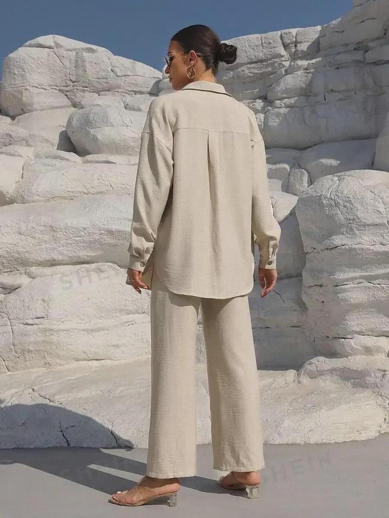 2025 Herbst Damenmode Zweiteiler: Lockere Strickjacke & Weitbeinige Hose