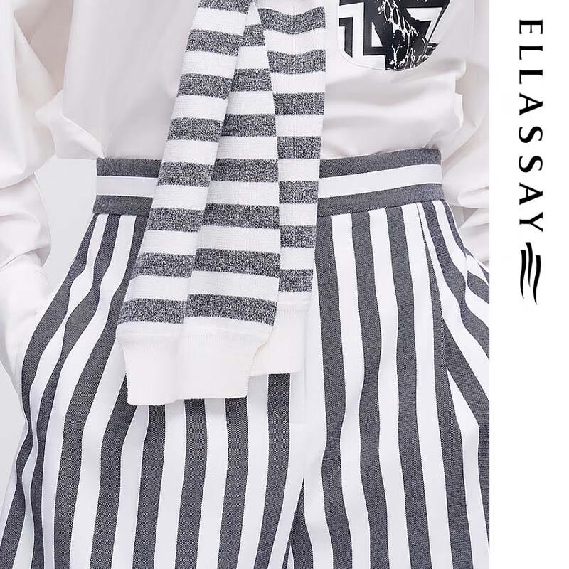 ELLASSAY Women's Vertical Stripe High-Waist Trousers