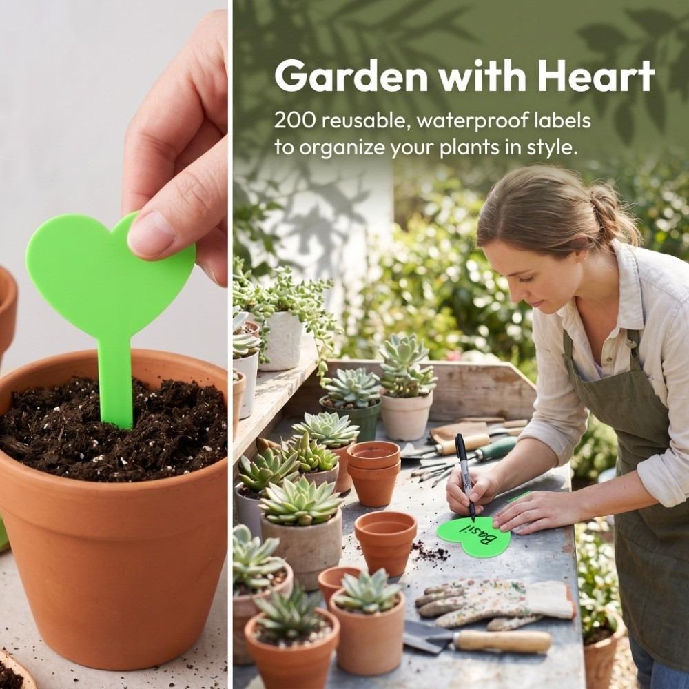 

200PCS Reusable Plant Tags Waterproof Plastic Plant Labels Durable Garden Markers Garden Use зелений