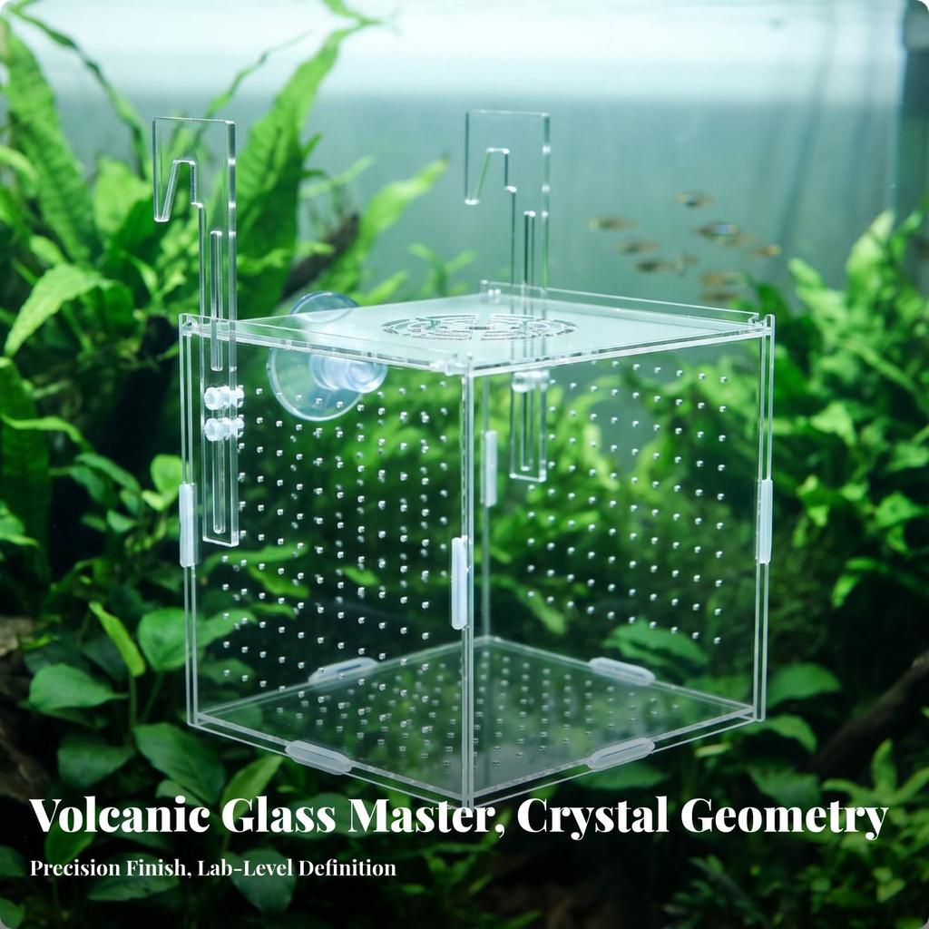 Aquarium Accessory Transparent Separation Box with Suction Cups Compact
