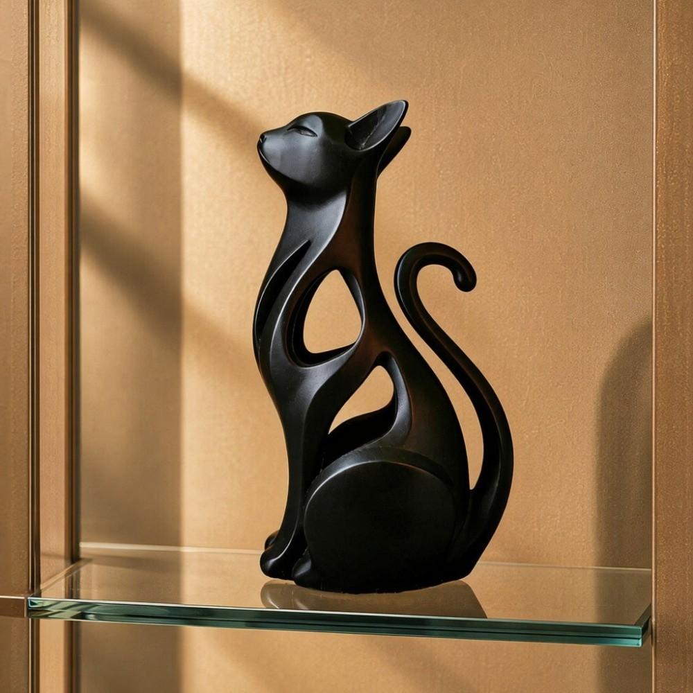 3D Printed Minimalist Cat Figure Statue Unique Sculpture of Kitten Wine Cabinet Decor