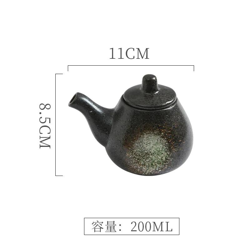 Japanese Retro Ceramic Oil Pot Household Kitchen Utensils Seasoning Pot Oil Vinegar Seasoning Bottle Kitchen Ceramic Tableware