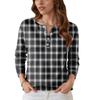 Women's Fashion Long Sleeve Plaid Geometric Print Top Elegant Casual Top