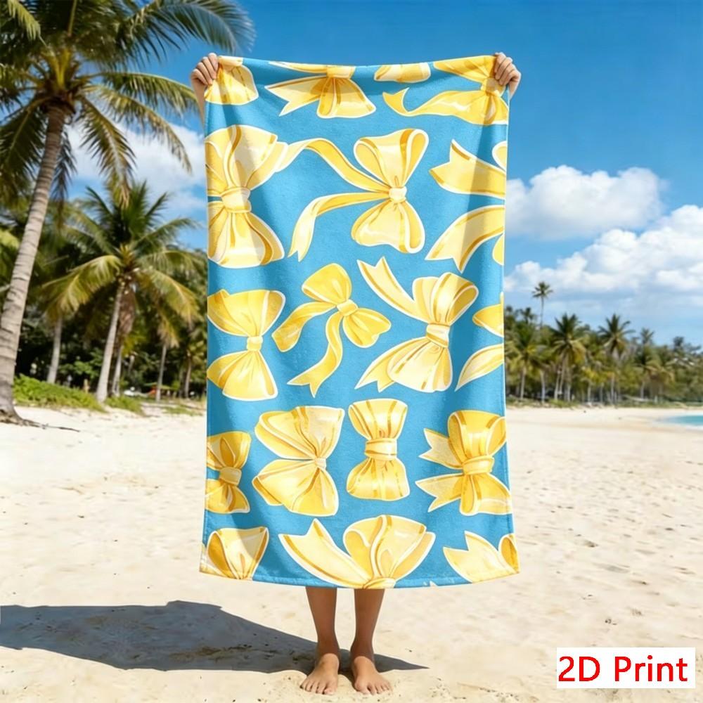 Oversized Microfiber Beach Towel Bowknot Print Quick Dry Sand Free Giant Bath Sheet Large XL Swim Towel Travel Mat Pool Blanket