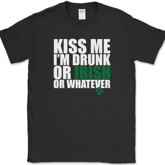 Kiss Me I'm Drunk or Irish T-Shirt Funny St Patricks Day Drinking Tee