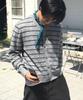 Intempomood French Stripe Crop Cardigan_Gray