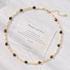 Vintage High Quality Natural Tiger'S Eye Stone Shell Sweater Chain Necklace Collarbone Chain