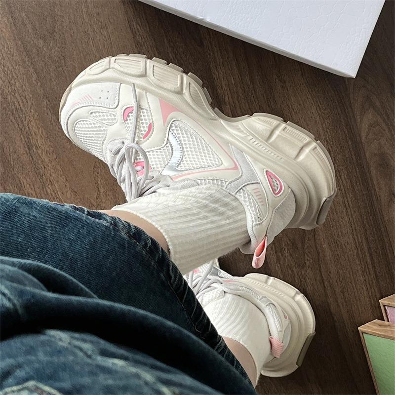 Daddy shoes women's spring and summer mesh thick-soled heightening fashion lace-up casual versatile sports shoes