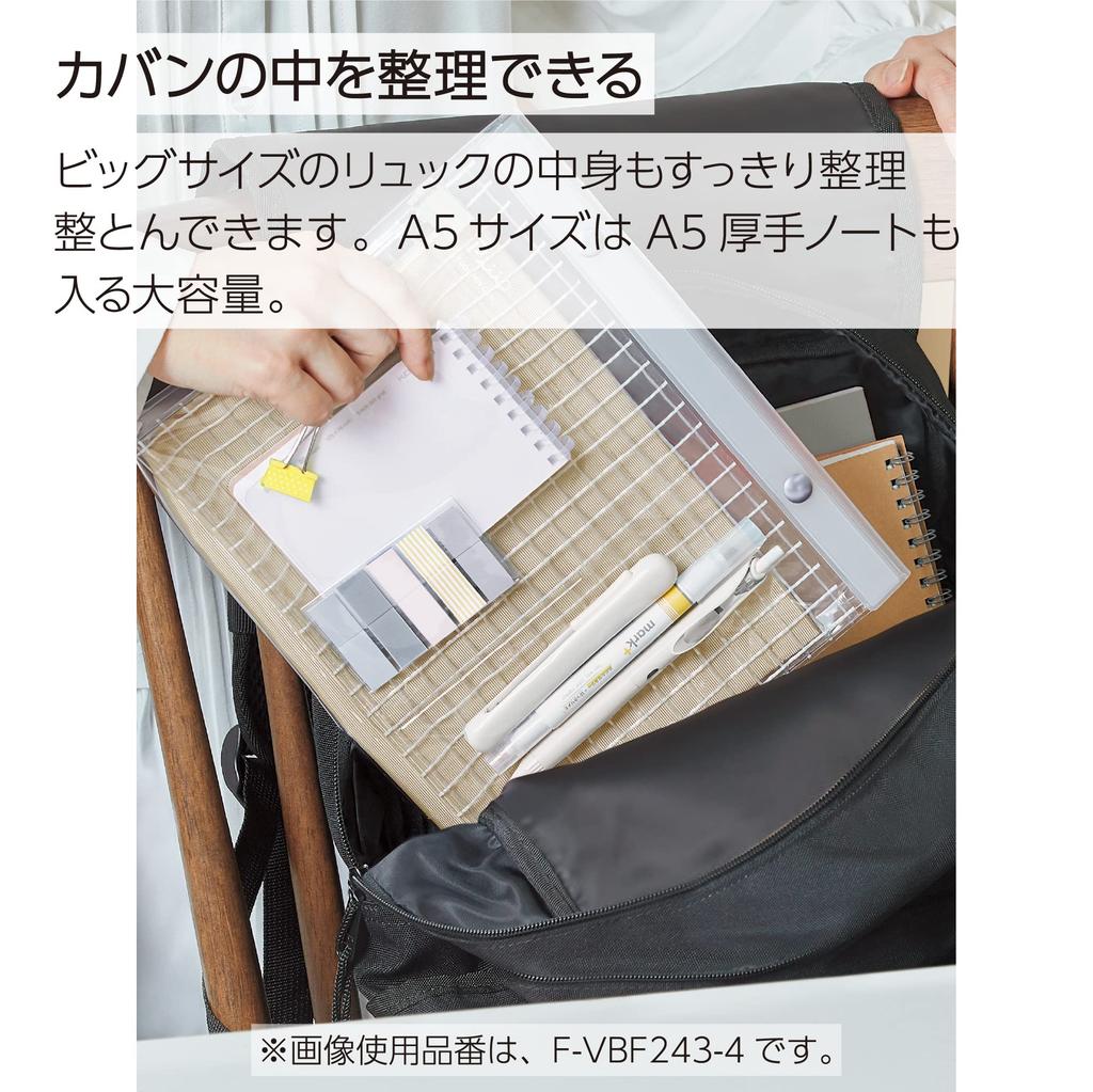 Kokuyo Pouch Pen Large A5 with Inner Oshikatsu Bag-in-Bag Case, Capacity, Size, Transparent, Case, Peep, F-VBF243-6