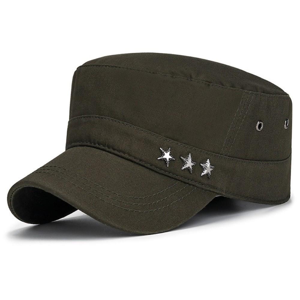 Fashion Five-Pointed Flat Cap Cotton Breathable Baseball Cap Adjustable Wide Brim Men Sun Hat