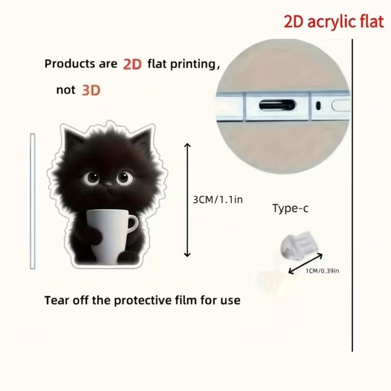 Type C USB Port Dust Plug with 2D Acrylic Pendant Charm Mobile Dust Plug Charm Phone Accessories for Phone Decorations