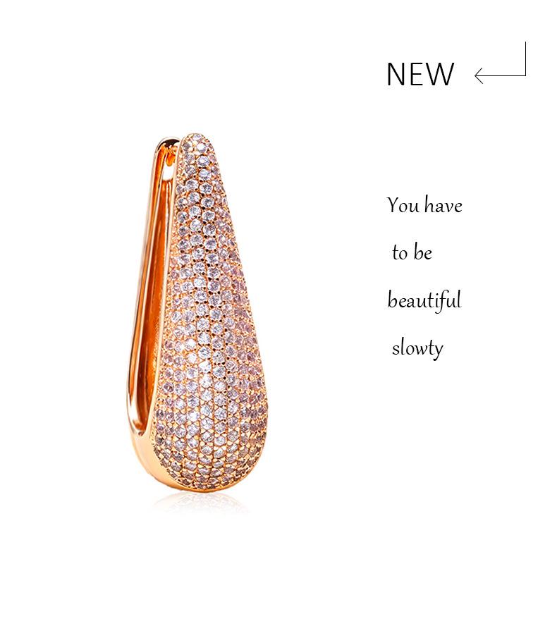 18K Gold-Plated Elegant Zircon Ear Studs - European & American Style Accessories