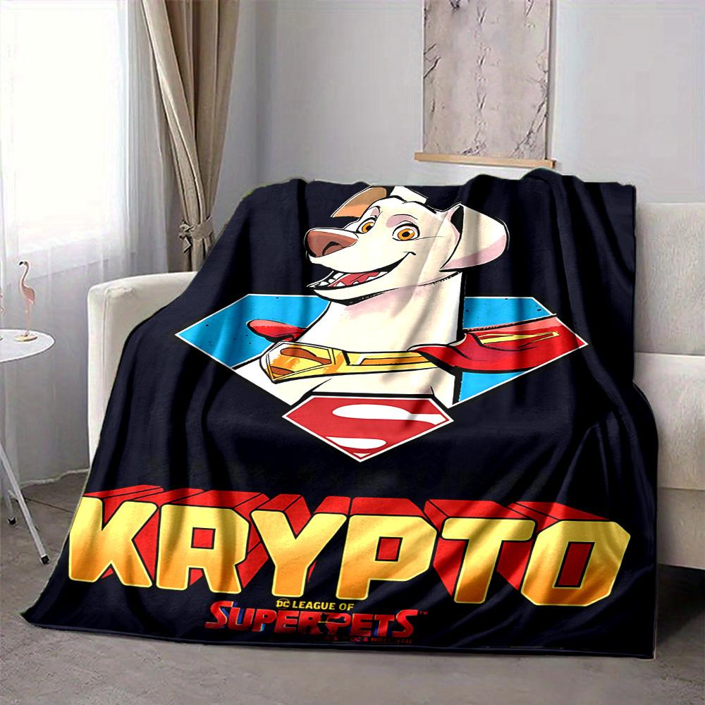 1pc DC League of Super-Pets Flannel Throw Blanket - Lightweight Soft Warm All-Season Blanket for Sofa, Bed, Travel, Camping  L1029064 80x120cm