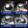 Stainless Steel Wire Brush with Long Handles Kitchen Replacement Steel Wool Wire Ball Dishwashing Brush Sink Countertop Cleaning