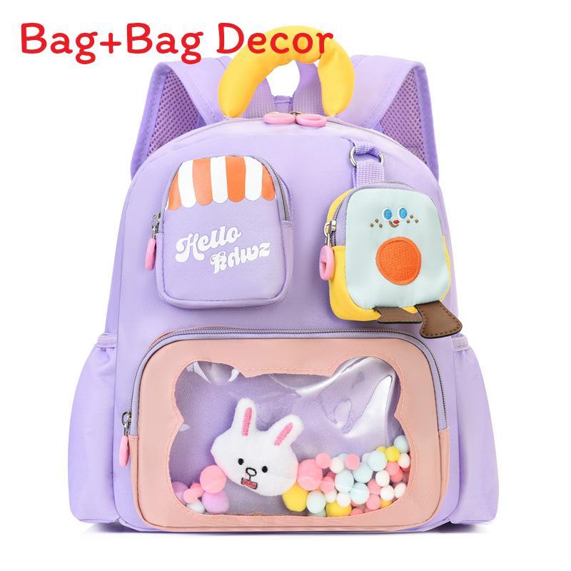 Letter Cartoon Childrens Nylon School Backpack For Kindergarten Kids