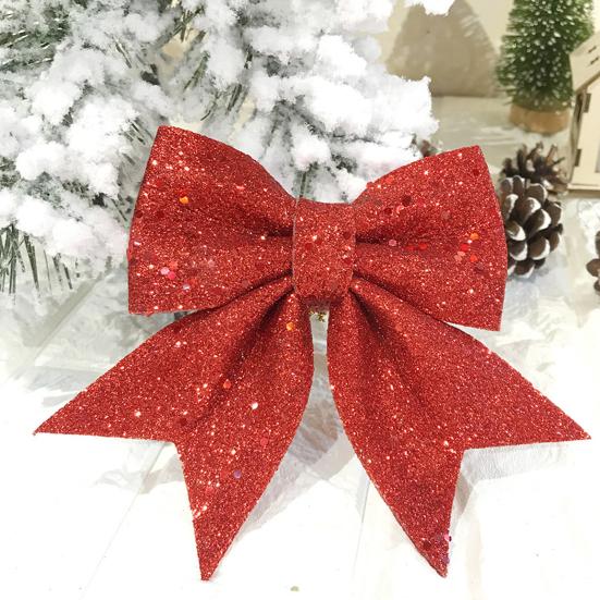 2Pcs Christmas Glitter Bowknot Reusable DIY Xmas Tree Gift Box Wreath