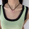Unique Crystal Heart Necklace Fashion Sweet Cool Heart Clavicle Chain Lace Up