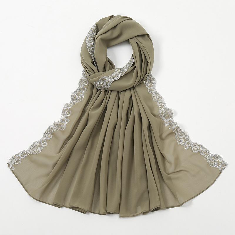 

Flower Rose Embroidery Chiffon Hijab Scarf for Woman Muslim Hijabs Fashion Long Shawl Wrap Long Scarf Islam Turban Headscarf 170x70 CM