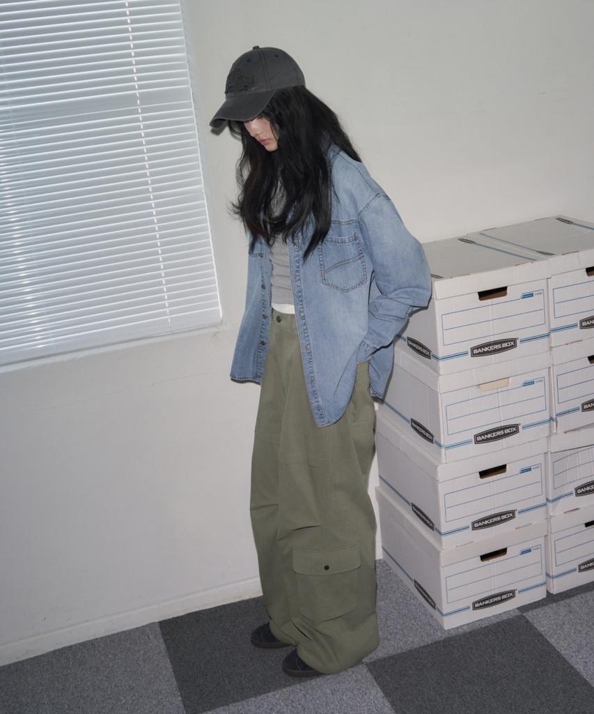 Ledeoli Half Banding Cotton Cargo Pants [Khaki]
