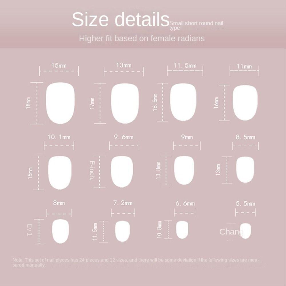 24pcs Manicure DIY Press on Nails Gradient Pink False Nails Short Round French