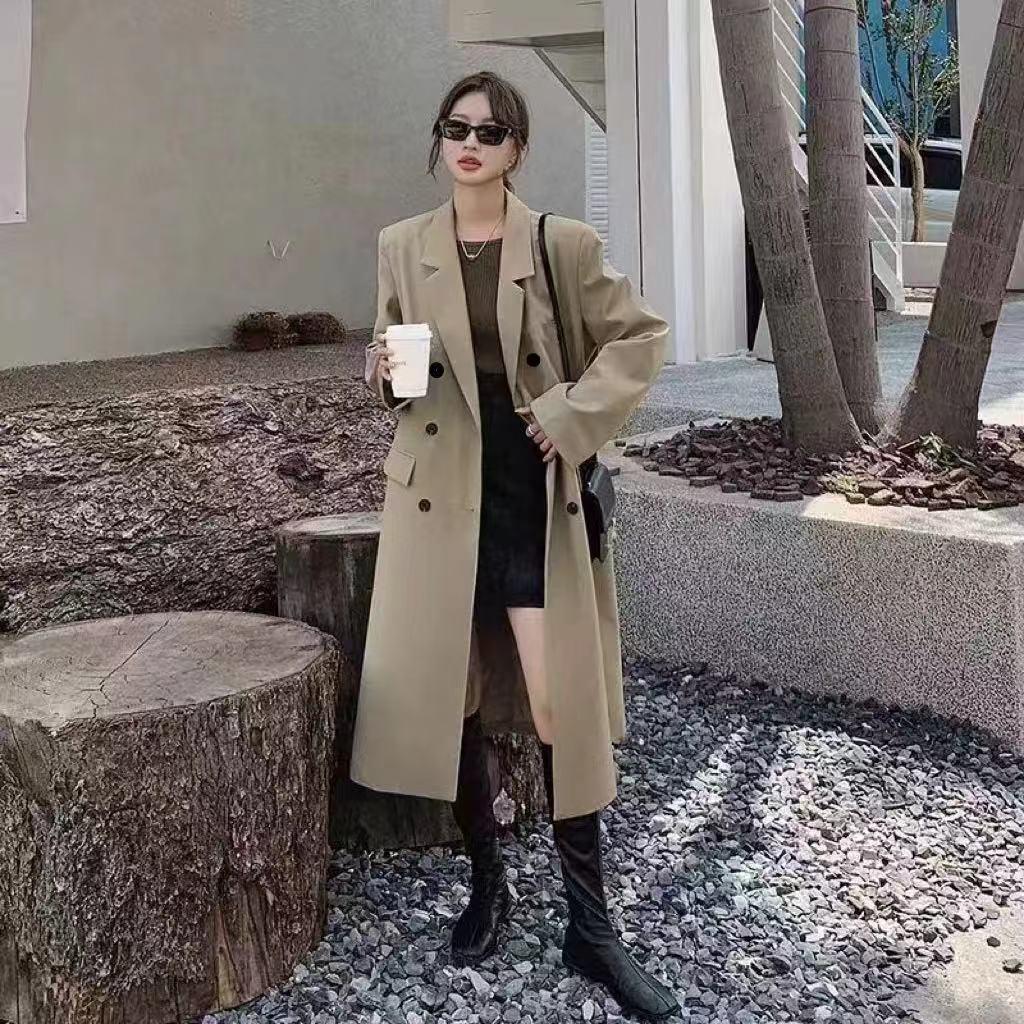 Women's Long Windbreakers Jackets Women's Autumn and Winter Popular British Retro Coats