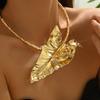 Wind Jewelry Personalized Exaggerated Plantain Leaf Diamond Pendant Design Necklace Niche Versatile Women's Collar
