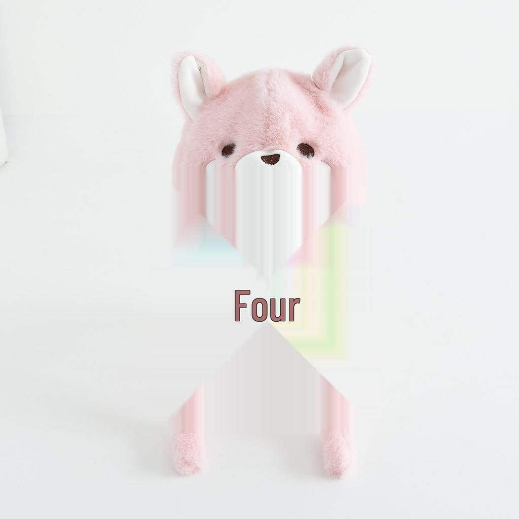 Kids' Cartoon Plush Hat: Warm, Windproof, Ear-Protective Pullover