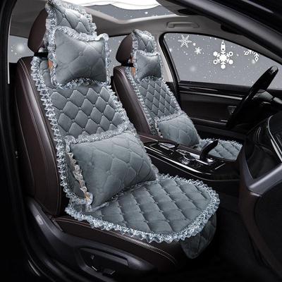 Cuscino per Sedile Auto in Peluche e Pizzo Invernale - Vestibilità Universale, 5 Posti, Comfort per Tutte le Stagioni, Design Senza Legacci