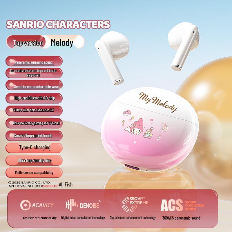 

Bluetooth-навушники Sanrio PT18 – Наддовгий час роботи від батареї, Бездротове шумозаглушення, Дуже милі спортивні навушники.