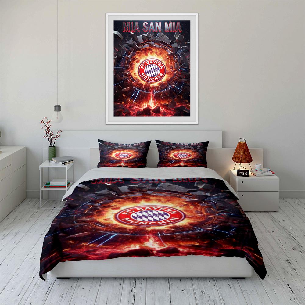 FC Bayern Munich Bedding Set Bedding Set (1 Duvet Cover, 2 Pillowcases, Duvet Not Included)