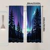2 Panels Aurora Curtains Northern Lights Forest Printed Drapes Polyester Window Treatment for Living Room Bedroom Home Decor