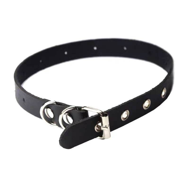 Xuan Ya Same Style All-Matching Flat Buckle Leather Choker Collar Clavicle Necklace Women's Fashion Dark Sexy Necklace