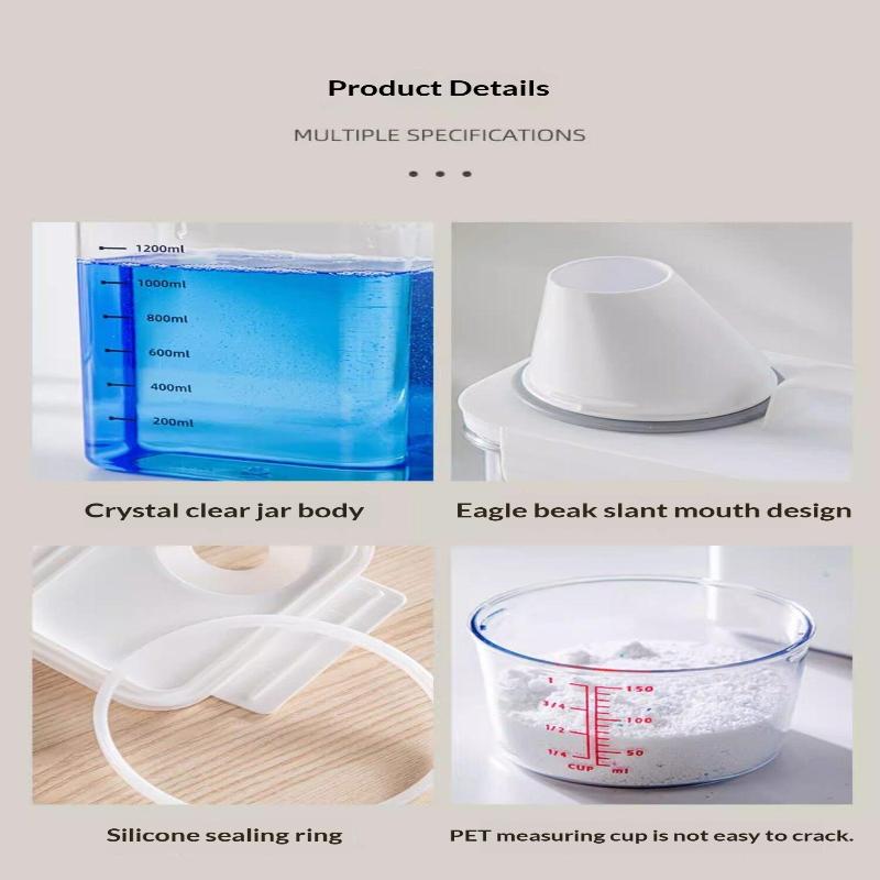 Airtight Laundry Detergent Dispenser Easy to Clean Clear Washing Powder Liquid Holder with Lid for Household Laundry Organization