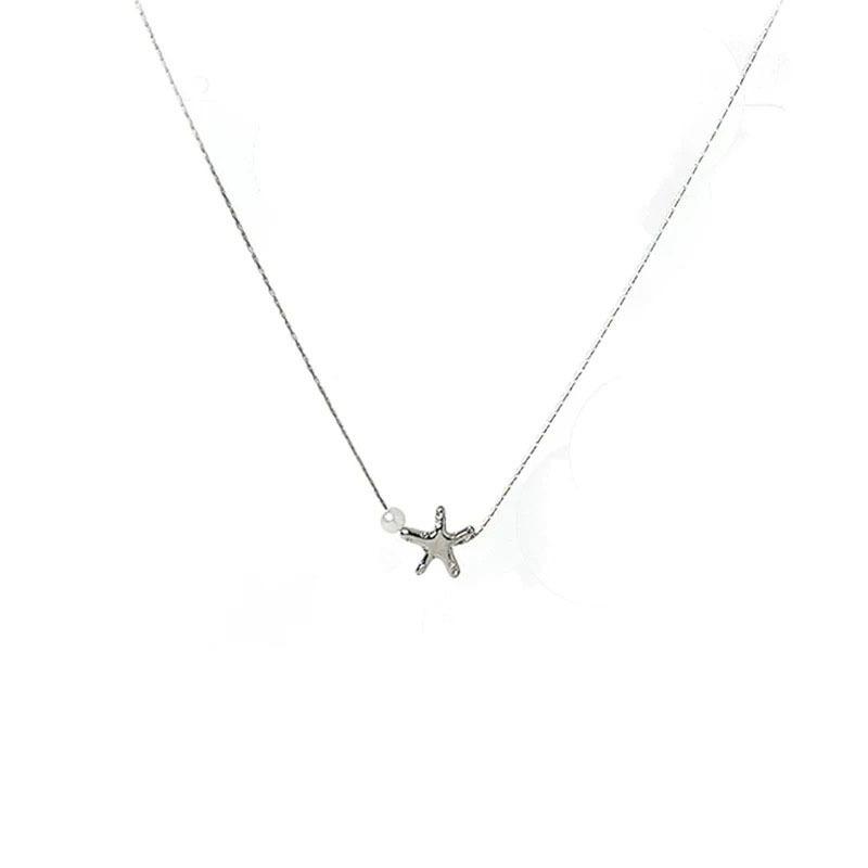 Simple Fashion Starfish Pendant Necklace for Women Elegant Pearl Clavicle Choker Necklace Spring Summer Jewelry Wholesale