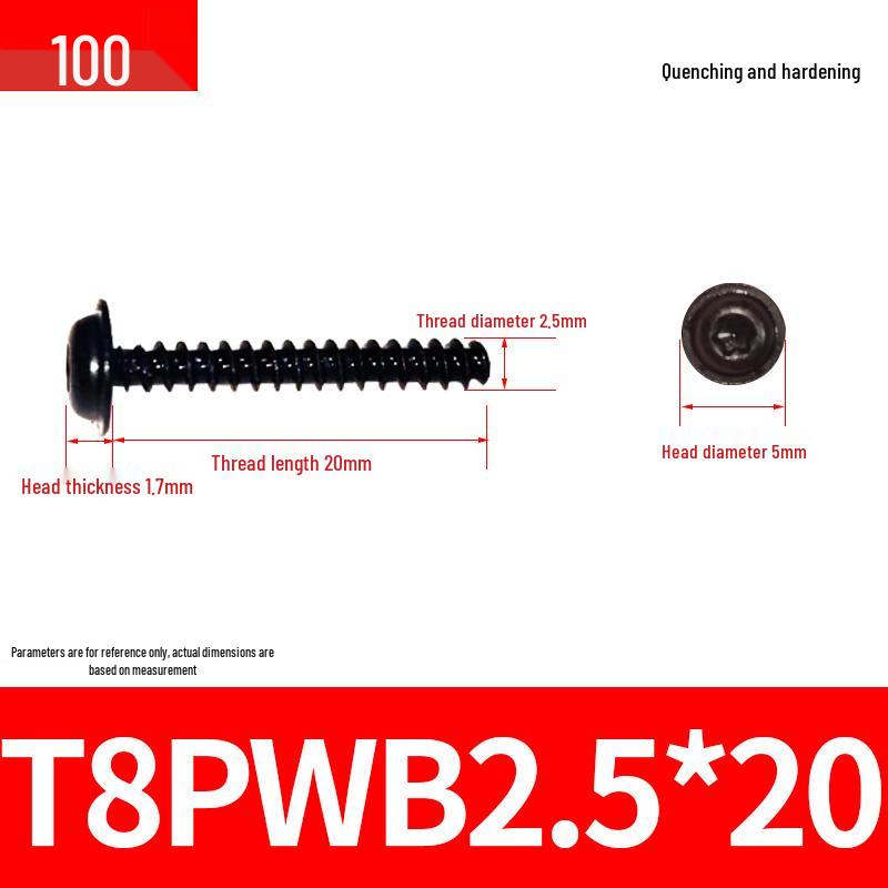 Black Zinc Plated M2 Pan Head Anti-Theft Hex Screws, Flat Tail, Self-Tapping